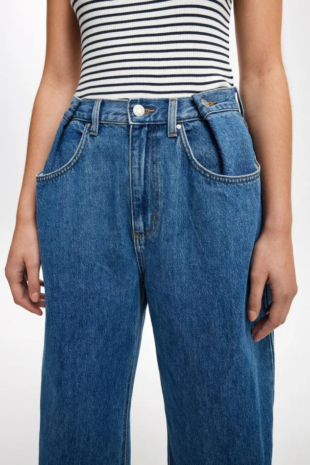 Adjustable Wide Jean Sea Blue Women Cotton On Pants Adjustable Wide Jean Sea Blue Women Cotton On Pants