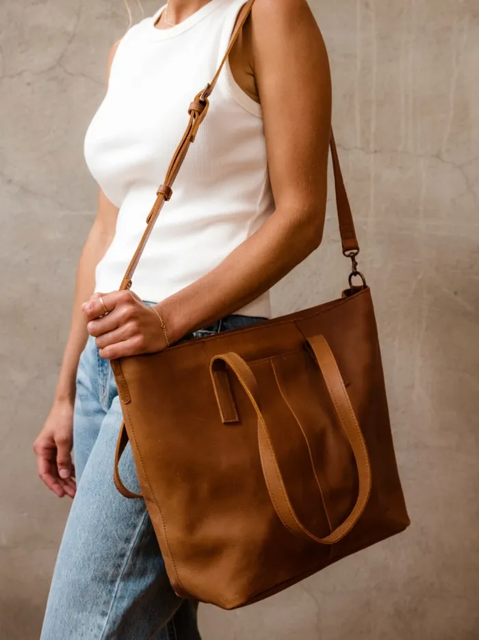 Alem Utility Bag Cognac Women Totes and Shoulder Bags Able