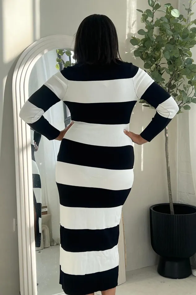 Alina Longline Knitted Cardigan Dress In Stripe Women Girl In Mind Knitwear