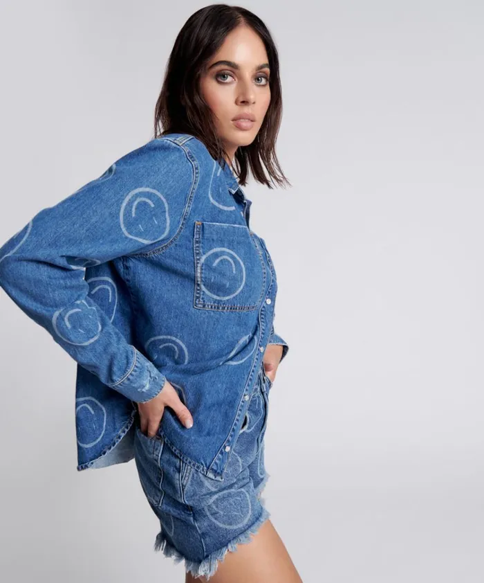 ALL SMILES SOHO SHIRT Women One Teaspoon Denim Tops ALL SMILES SOHO SHIRT Women One Teaspoon Denim Tops