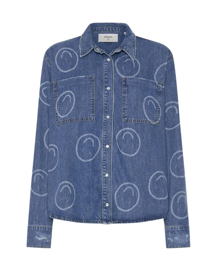 ALL SMILES SOHO SHIRT Women One Teaspoon Denim Tops ALL SMILES SOHO SHIRT Women One Teaspoon Denim Tops