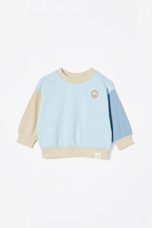 Alma Drop Shoulder Sweater Frosty Bluehappy Colourblock Baby Cotton On Sweatshirts and Sweatpants Alma Drop Shoulder Sweater Frosty Bluehappy Colourblock Baby Cotton On Sweatshirts and Sweatpants
