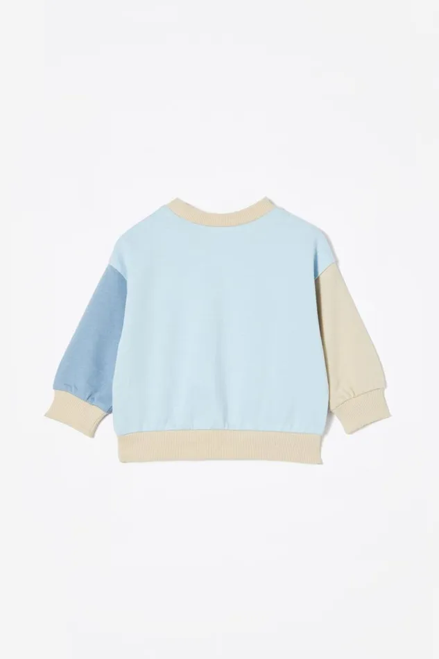 Alma Drop Shoulder Sweater Frosty Bluehappy Colourblock Baby Cotton On Sweatshirts and Sweatpants Alma Drop Shoulder Sweater Frosty Bluehappy Colourblock Baby Cotton On Sweatshirts and Sweatpants