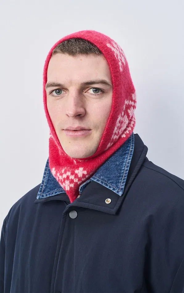 American Vintage Beanies and Caps WomenMen Hood Gylson Fuchsia Jacquard Ecru