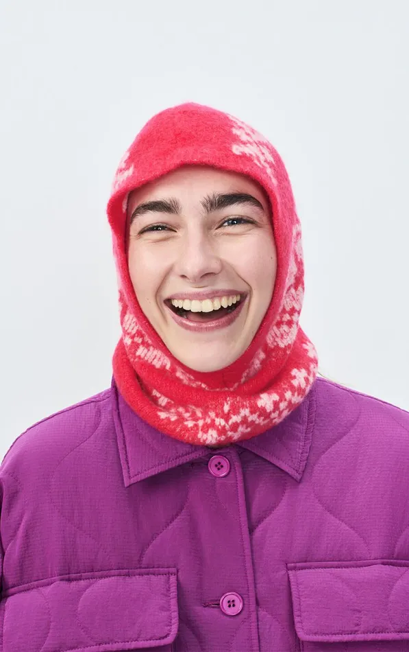 American Vintage Beanies and Caps WomenMen Hood Gylson Fuchsia Jacquard Ecru American Vintage Beanies and Caps WomenMen Hood Gylson Fuchsia Jacquard Ecru