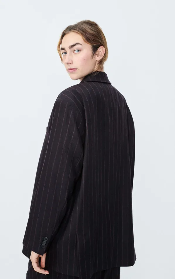 American Vintage Jackets and Blazers Women Blazer Dirow Navy Stripes American Vintage Jackets and Blazers Women Blazer Dirow Navy Stripes