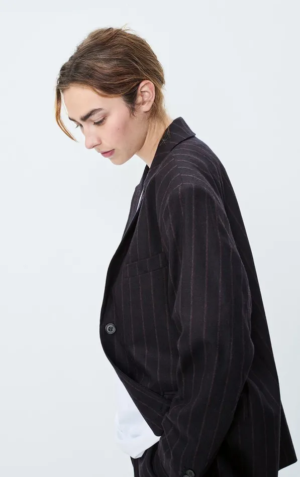 American Vintage Jackets and Blazers Women Blazer Dirow Navy Stripes American Vintage Jackets and Blazers Women Blazer Dirow Navy Stripes