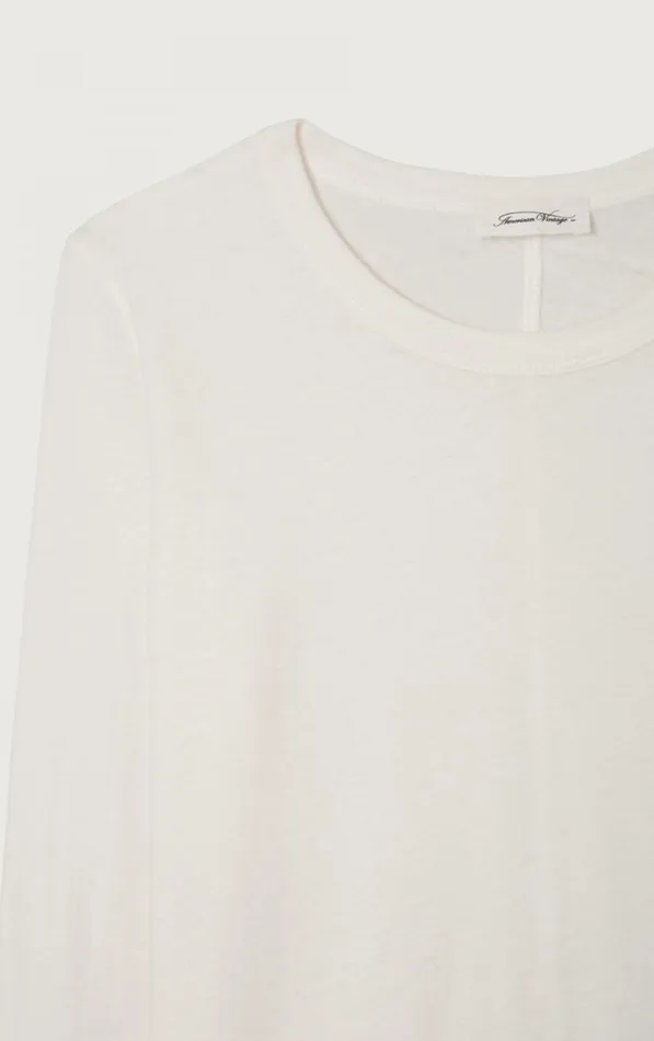 American Vintage Long Sleeve TShirts Women TShirt Gamipy White American Vintage Long Sleeve TShirts Women TShirt Gamipy White