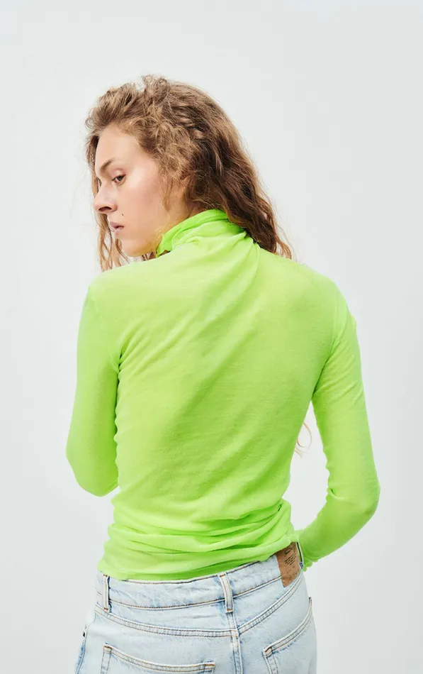 American Vintage Long Sleeve TShirts Women TShirt Massachusetts Neon Yellow American Vintage Long Sleeve TShirts Women TShirt Massachusetts Neon Yellow