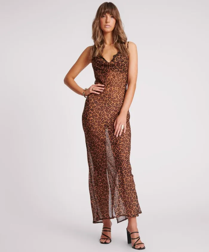 ANIMAL JAGGER LONG SLIP DRESS Women One Teaspoon Midi and Maxi Dresses
