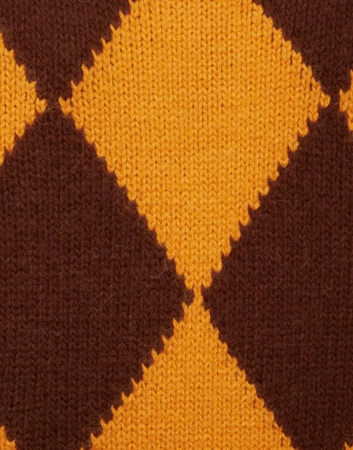 Argyle Sweater Yellow Brown Women La Double J Knitwear Argyle Sweater Yellow Brown Women La Double J Knitwear
