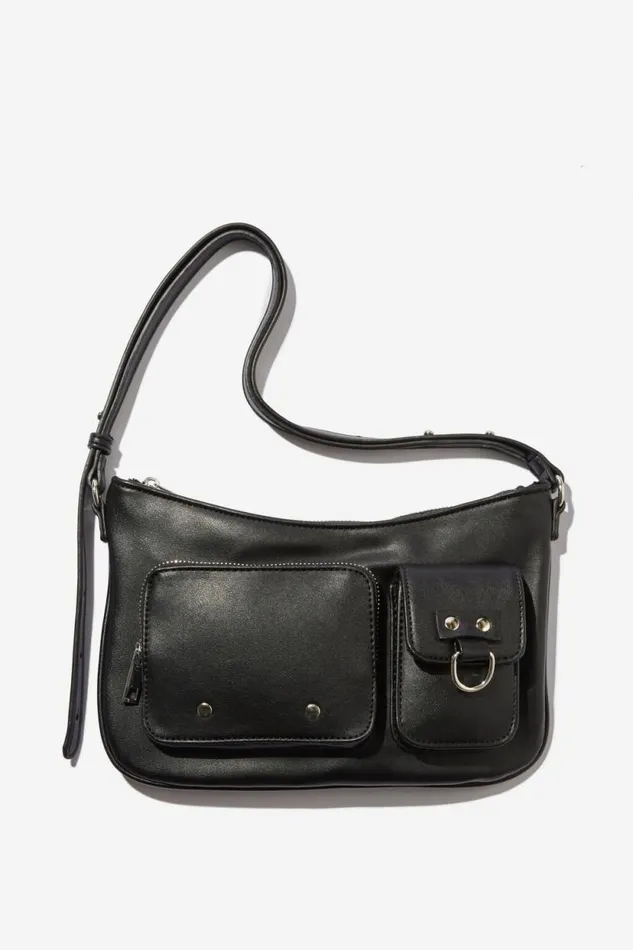 Aries Collection Bag Pocketsblack Pu Women Cotton On Bags and Belts