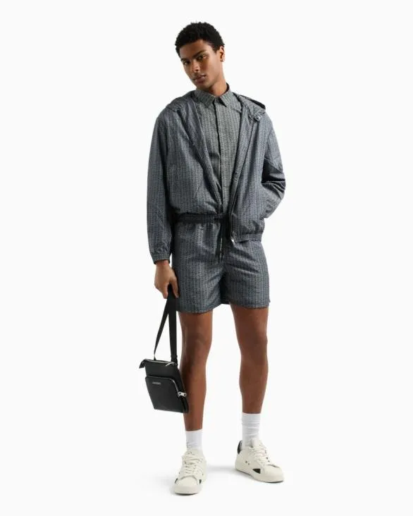 ASV Hooded Bomber Jacket Black Men Armani Outerwear ASV Hooded Bomber Jacket Black Men Armani Outerwear