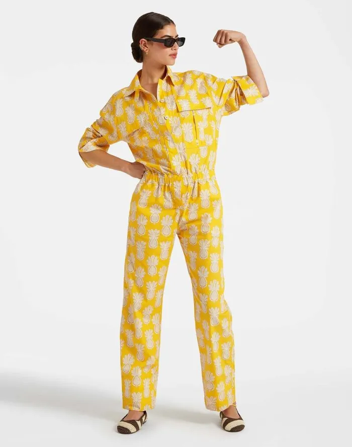 Aviator Jumpsuit Pineapple Sunflower Women La Double J Dresses