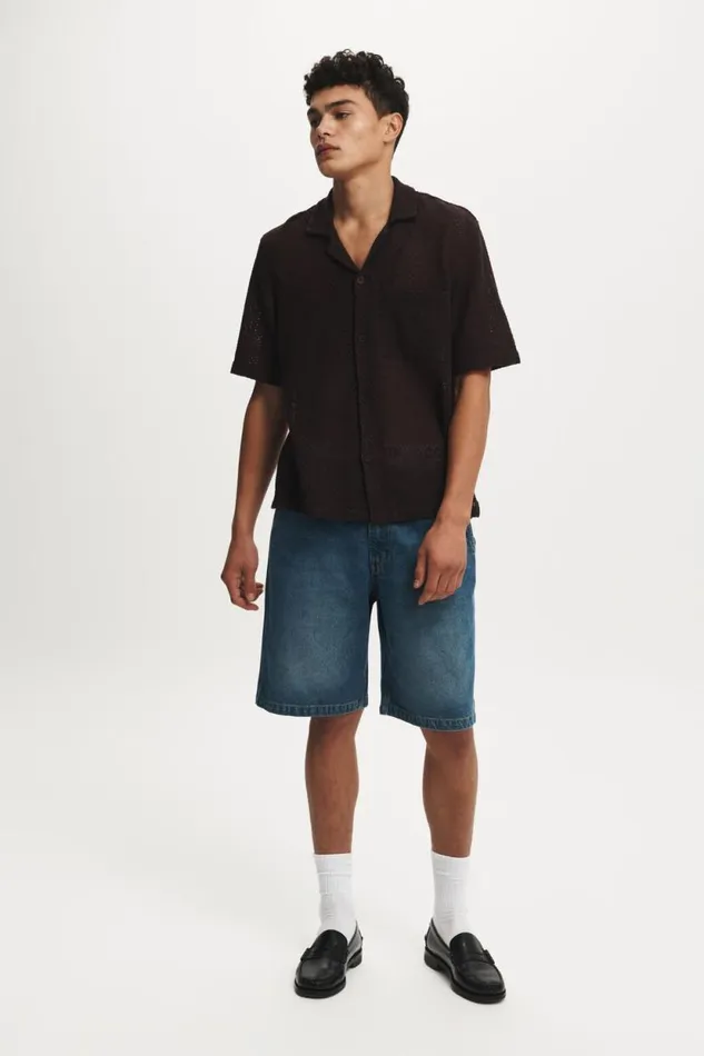 Baggy Denim Short Tint Green Wash Men Cotton On Shorts