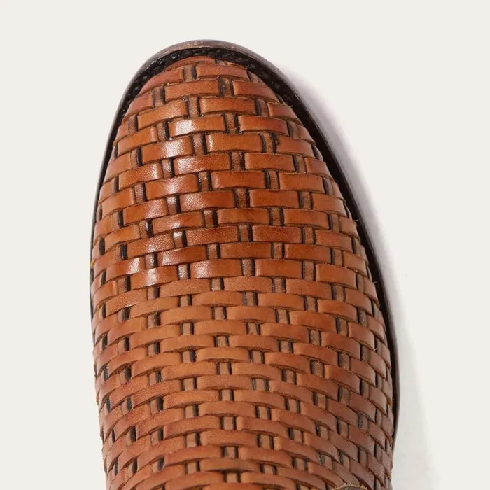Basketweave Side Zip Ankle Boot Brown Women Stetson Shorties