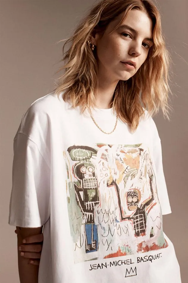 Basquiat Loose Fit TShirt Lcn Bsq Whitebaptism Men Cotton On Tees and Tanks
