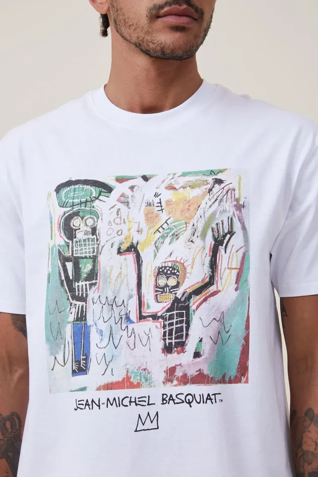 Basquiat Loose Fit TShirt Lcn Bsq Whitebaptism Men Cotton On Tees and Tanks