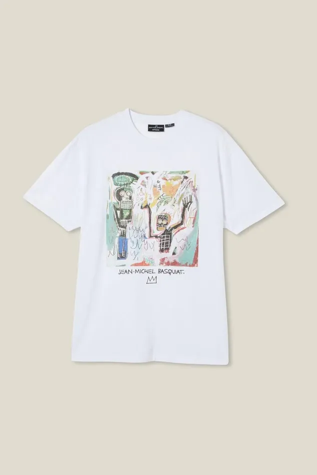 Basquiat Loose Fit TShirt Lcn Bsq Whitebaptism Men Cotton On Tees and Tanks