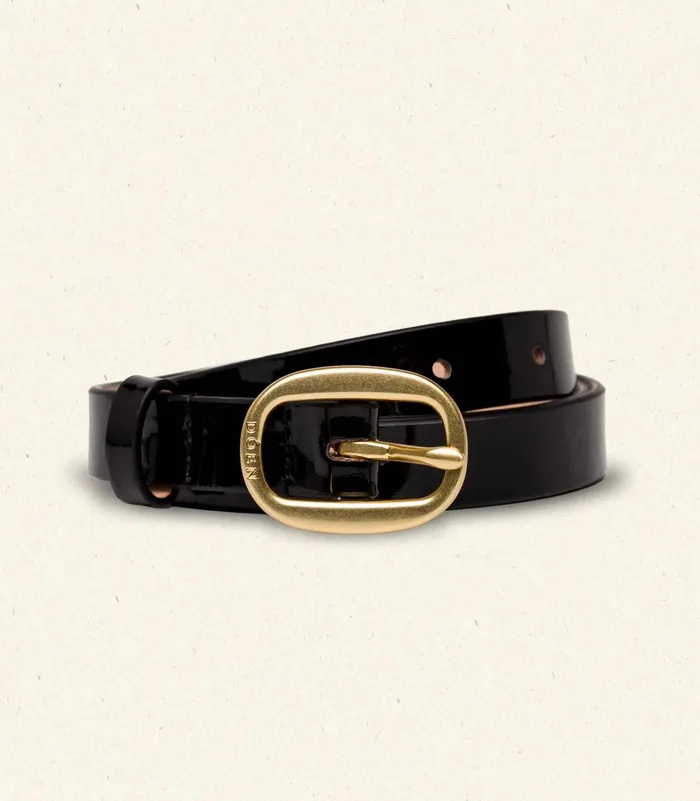 Belts Hats and Gloves Women DEN Avi Slim Belt Black Patent Belts Hats and Gloves Women DEN Avi Slim Belt Black Patent
