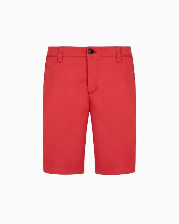 Bermuda Shorts In Satin Stretch Fabric Red Men Armani Trousers And Shorts