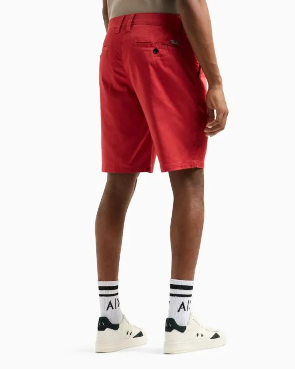 Bermuda Shorts In Satin Stretch Fabric Red Men Armani Trousers And Shorts Bermuda Shorts In Satin Stretch Fabric Red Men Armani Trousers And Shorts