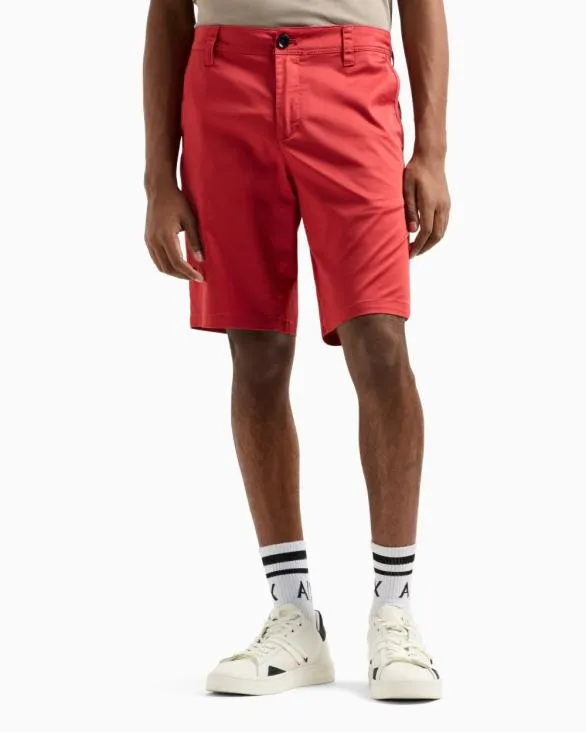 Bermuda Shorts In Satin Stretch Fabric Red Men Armani Trousers And Shorts Bermuda Shorts In Satin Stretch Fabric Red Men Armani Trousers And Shorts