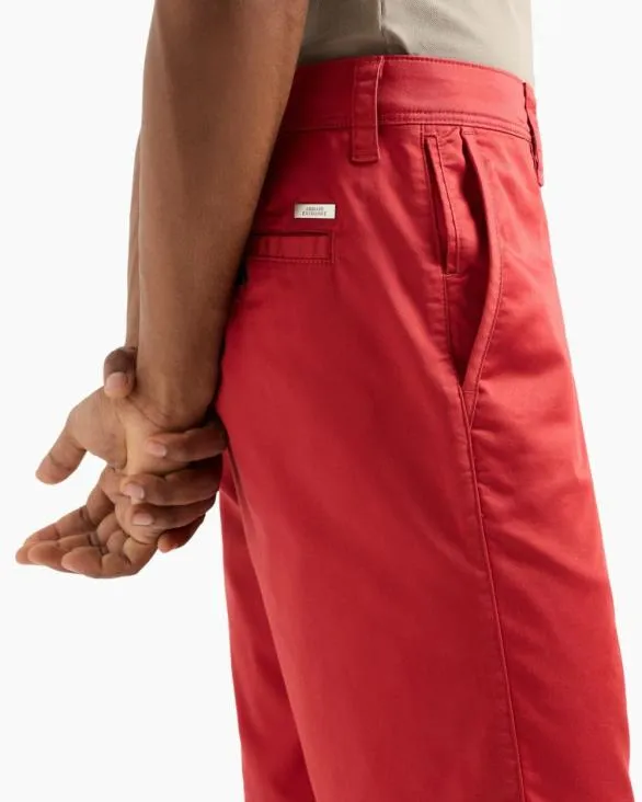 Bermuda Shorts In Satin Stretch Fabric Red Men Armani Trousers And Shorts Bermuda Shorts In Satin Stretch Fabric Red Men Armani Trousers And Shorts