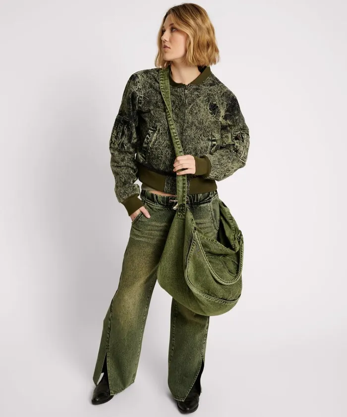 BLACK KHAKI DENIM OVERNIGHTER BAG Women One Teaspoon Bags BLACK KHAKI DENIM OVERNIGHTER BAG Women One Teaspoon Bags