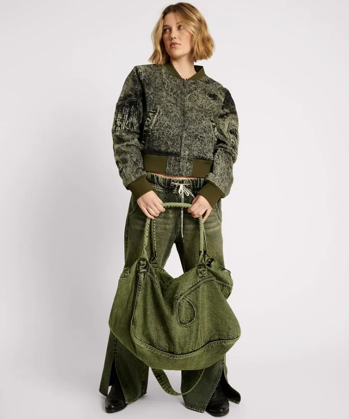 BLACK KHAKI DENIM OVERNIGHTER BAG Women One Teaspoon Bags BLACK KHAKI DENIM OVERNIGHTER BAG Women One Teaspoon Bags