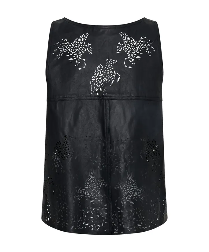 BLACK LASER CUT LEATHER SWING TOP Women One Teaspoon Tops BLACK LASER CUT LEATHER SWING TOP Women One Teaspoon Tops