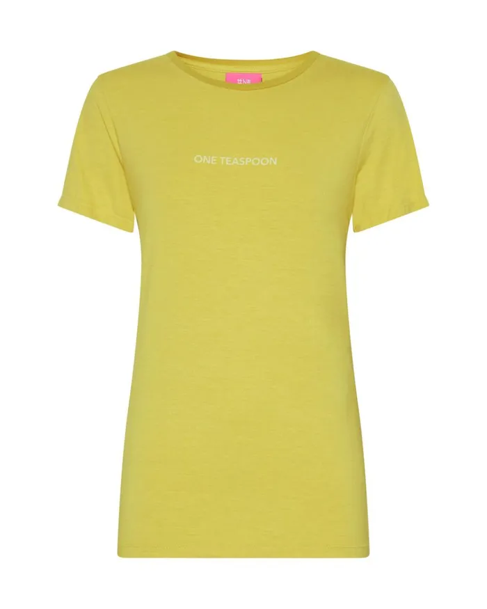 BLAZING YELLOW LOGO FITTED TEE Women One Teaspoon Tees and Tanks BLAZING YELLOW LOGO FITTED TEE Women One Teaspoon Tees and Tanks