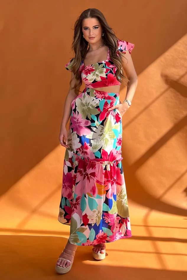Blossom Pink Floral Top and Skirt Set Women Girl In Mind CoOrds