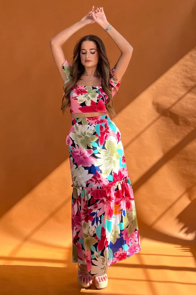 Blossom Pink Floral Top and Skirt Set Women Girl In Mind CoOrds