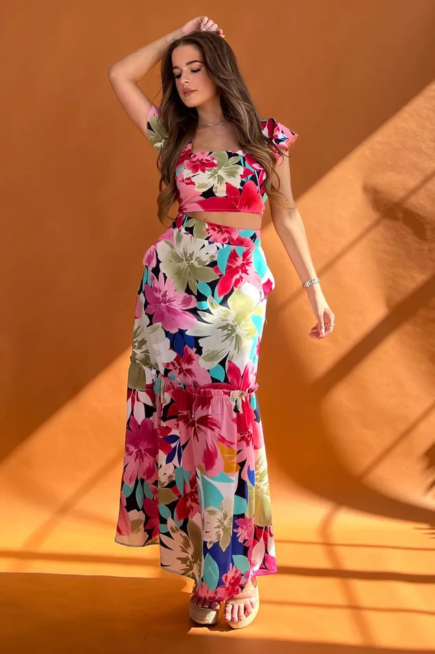 Blossom Pink Floral Top and Skirt Set Women Girl In Mind CoOrds