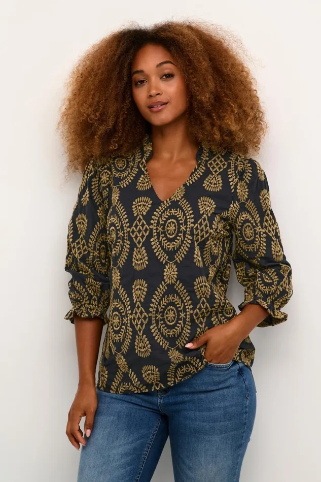 Blouses Women CULTURE CUtia Blouse With Embroidery Black