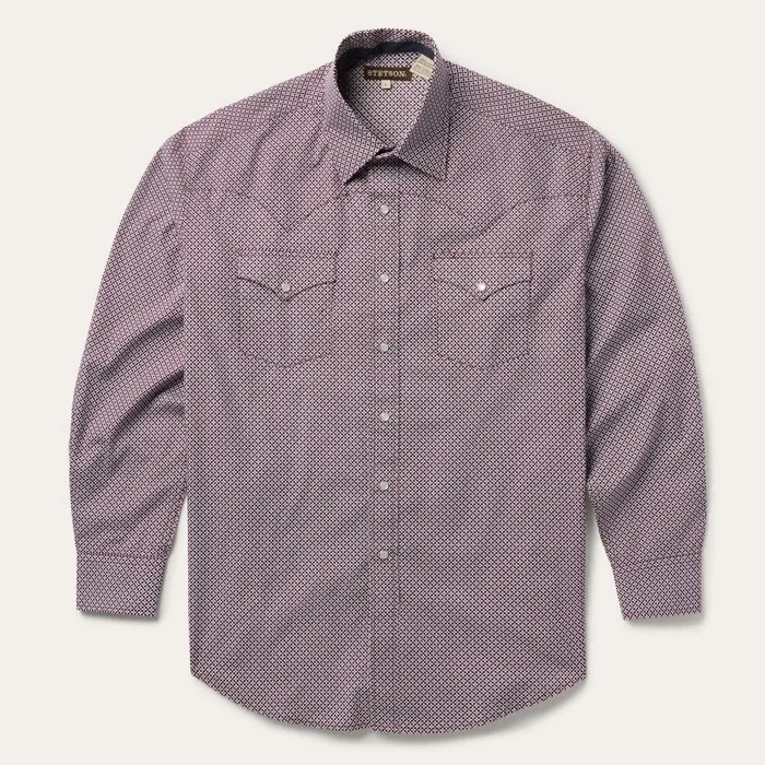 Blue Four Point Geo Print Western Shirt Blue Men Stetson Western Shirts