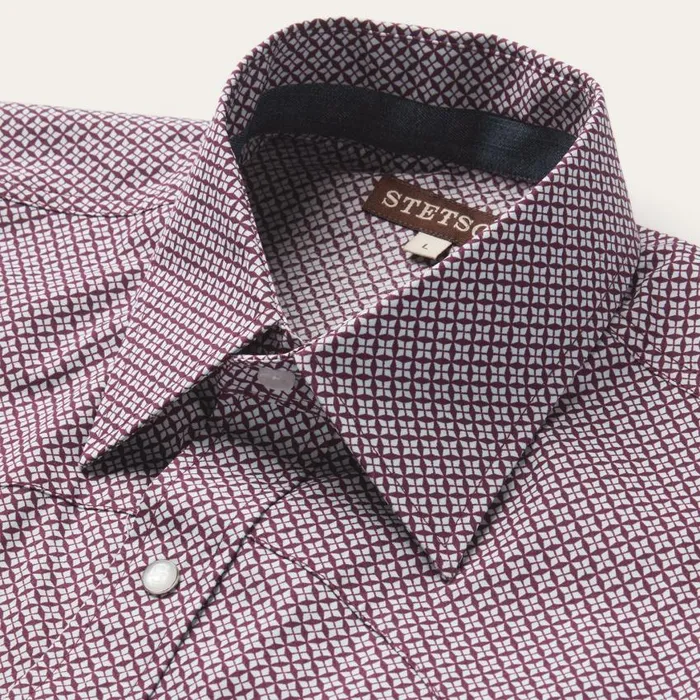 Blue Four Point Geo Print Western Shirt Blue Men Stetson Western Shirts