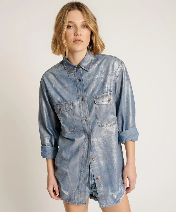 BLUE FUTURE EVERYDAY DENIM SHIRT Women One Teaspoon Shirts