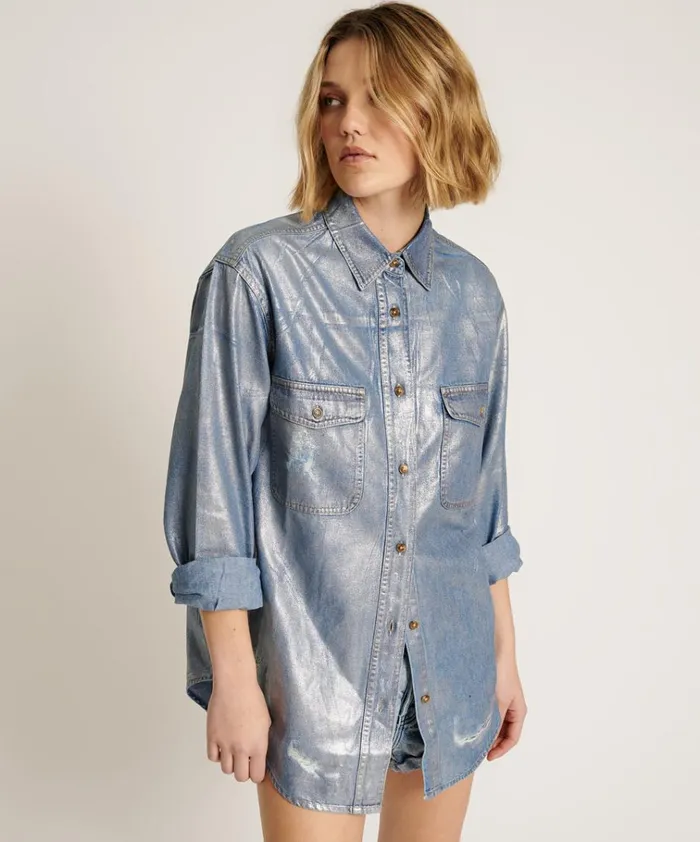 BLUE FUTURE EVERYDAY DENIM SHIRT Women One Teaspoon Shirts BLUE FUTURE EVERYDAY DENIM SHIRT Women One Teaspoon Shirts