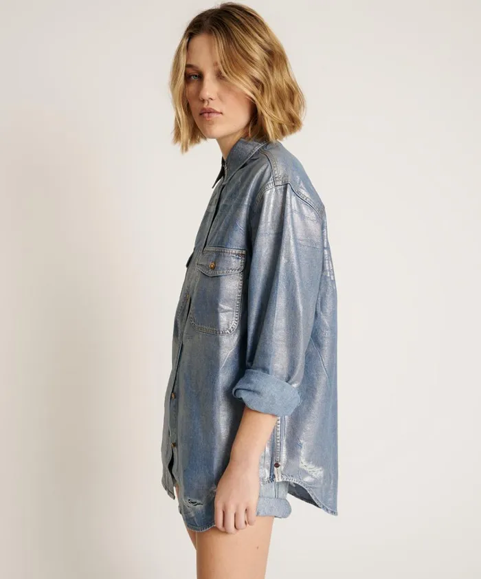 BLUE FUTURE EVERYDAY DENIM SHIRT Women One Teaspoon Shirts BLUE FUTURE EVERYDAY DENIM SHIRT Women One Teaspoon Shirts