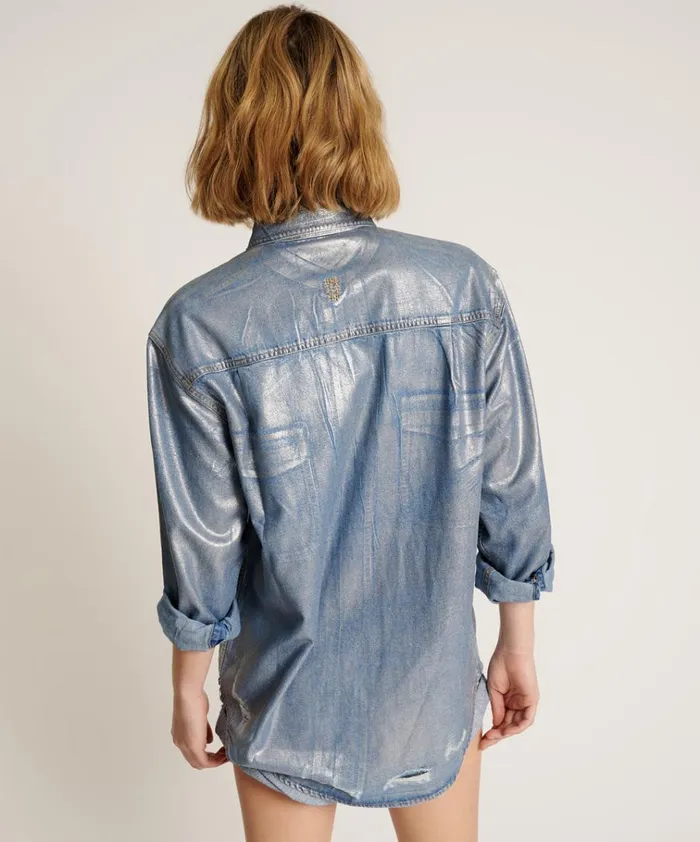 BLUE FUTURE EVERYDAY DENIM SHIRT Women One Teaspoon Shirts BLUE FUTURE EVERYDAY DENIM SHIRT Women One Teaspoon Shirts