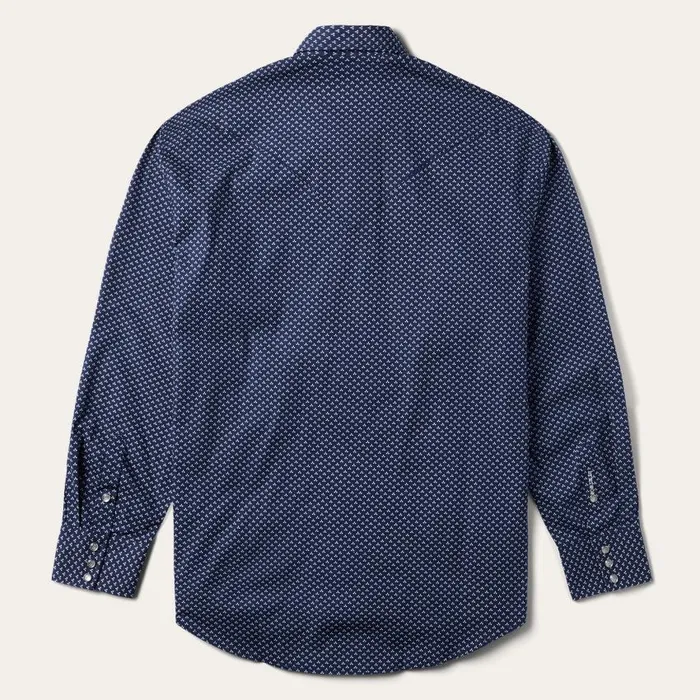 Blue Polaris Geo Print Western Shirt Blue Men Stetson Modern Cut