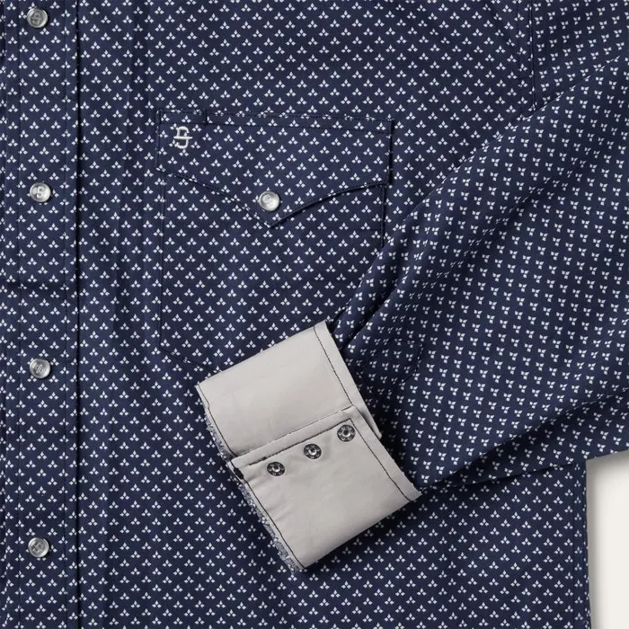 Blue Polaris Geo Print Western Shirt Blue Men Stetson Modern Cut