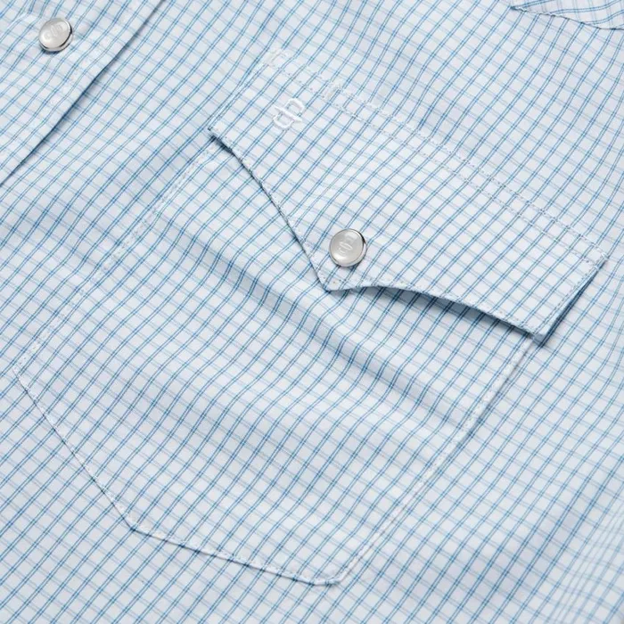 Blue Two Stripe Check Western Shirt Blue Men Stetson Classic Cut