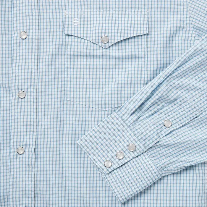 Blue Two Stripe Check Western Shirt Blue Men Stetson Classic Cut