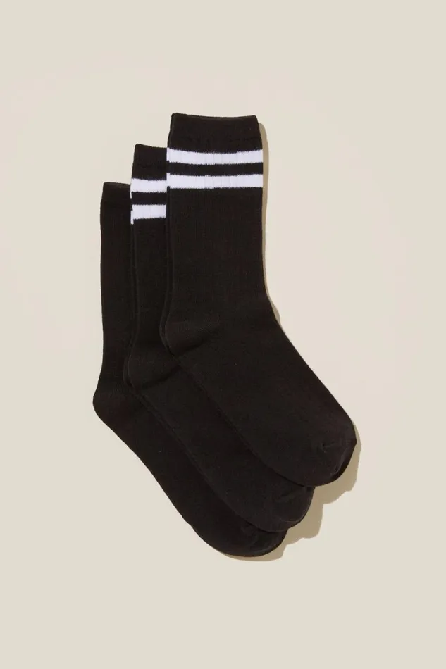Body Crew Socks 3Pk Blackwhite Stripe Women Cotton On Accessories