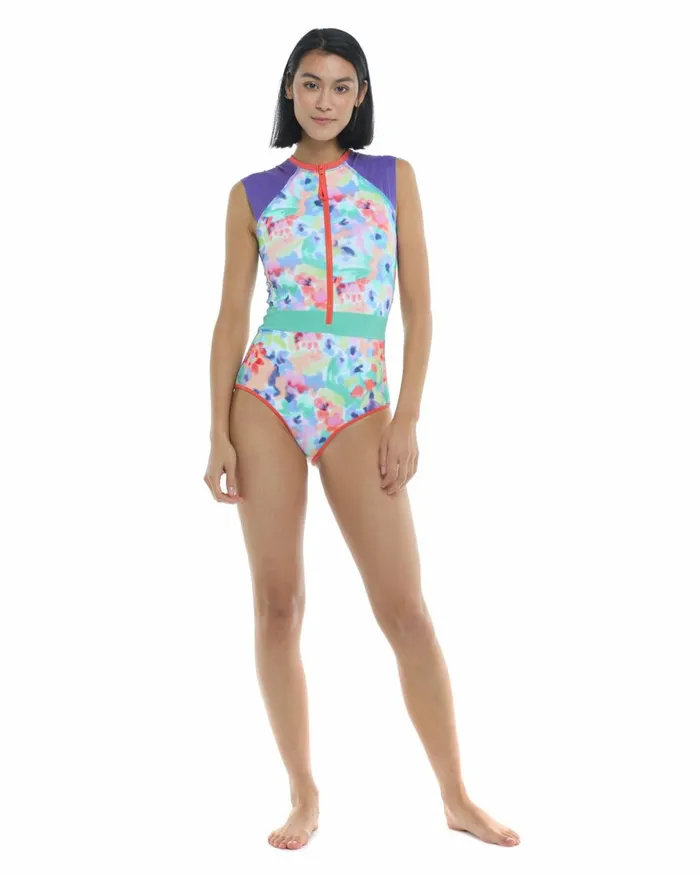 Body Glove Longsleeve Swimsuits Women Posy Stand Up CrossOver Fitted Tank OnePiece Swimsuit 8211 Multi