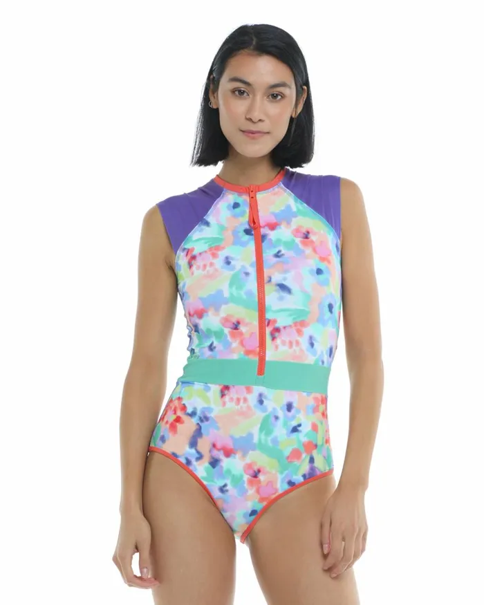 Body Glove Longsleeve Swimsuits Women Posy Stand Up CrossOver Fitted Tank OnePiece Swimsuit 8211 Multi