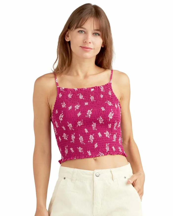 Body Glove New Arrivals Women Daydreamer Smocked Fitted TankTop 8211 Fuchsia